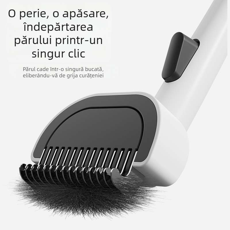 Pieptene de îngrijire pentru pisici, cu mâner lung, pentru despărțirea ușoară a nodurilor și îndepărtarea părului cu un singur clic