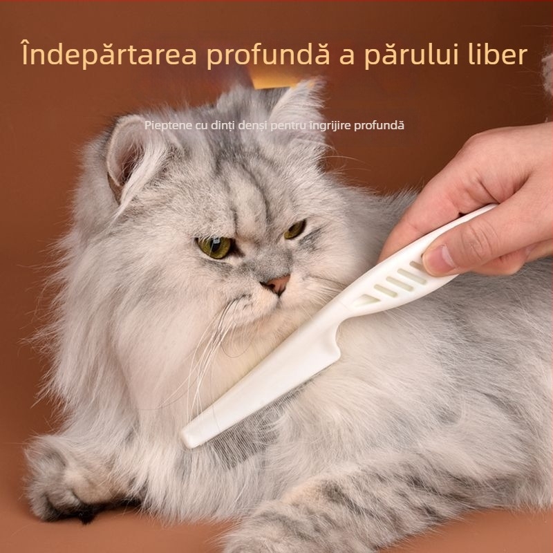 Pieptene de îngrijire cu dinți fini pentru pisici și câini – pentru mustăți, curățarea feței și pieptănare împotriva puricilor