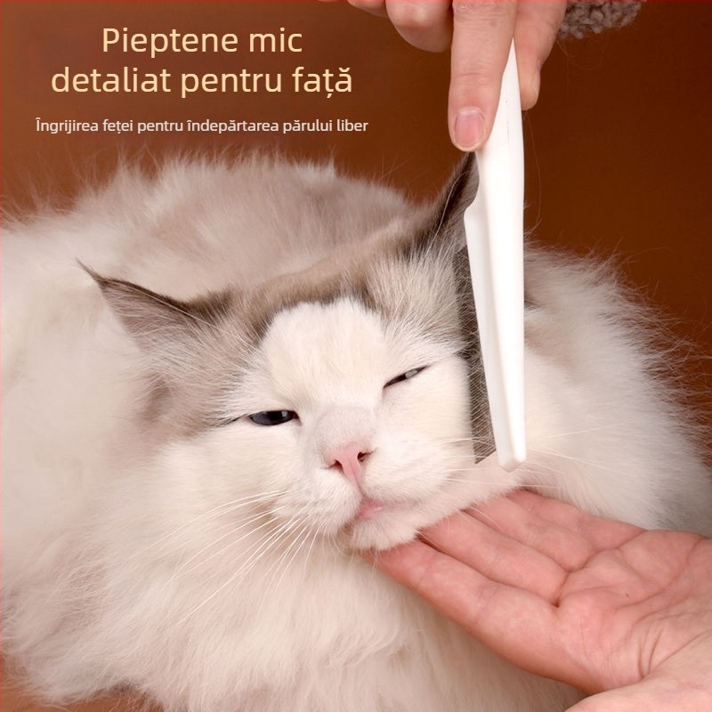 Pieptene de îngrijire cu dinți fini pentru pisici și câini – pentru mustăți, curățarea feței și pieptănare împotriva puricilor