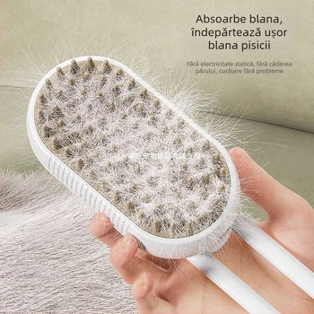 GUOJJ Pieptene pentru animale de companie cu pulverizare la un singur buton — perie silențioasă pentru pisici și câini, elimină părul liber.
