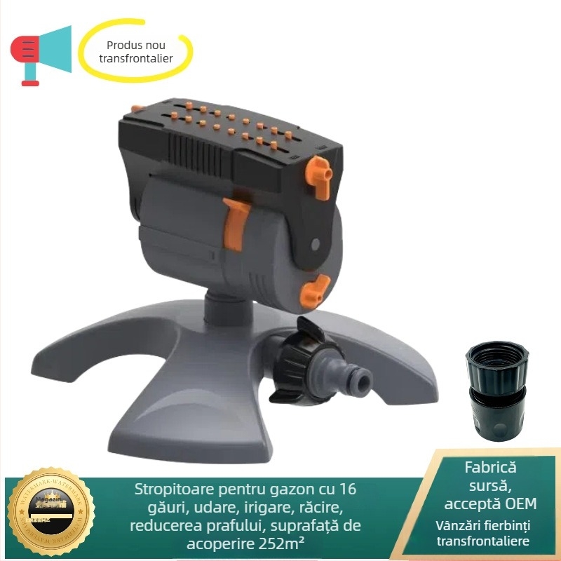 Stropitoare automată cu tură pentru irigarea grădinii – duză plastică, 16 orificii, conectare rapidă, irigare prin pulverizare