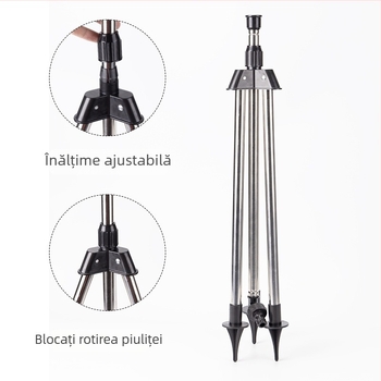 Stropitor de irigații reglabil cu trepied, duză rotativă 360°, braț rocker, oțel inoxidabil, ridicare