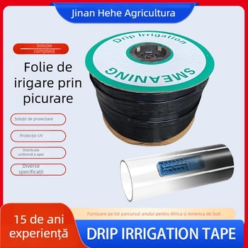 Bandă de irigații prin picurare din PE, livrare integrată de apă și îngrășăminte, lungimi 500–2000 m, distanța dintre orificii 100–300 mm