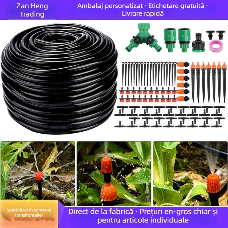 Set de irigații prin picurare pentru grădină, 40 m lungime, udare automată micro, conectare rapidă, duză de pulverizare