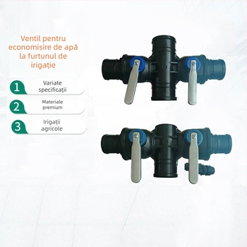 Sistem de irigare prin picurare: conductă principală cu trei căi și patru porturi, PP+POM, debit mare, acoperire lată, pulverizare uniformă, anti-pietriș; potrivit pentru grădinărit casnic, producție agricolă, spații verzi publice și horticultură
