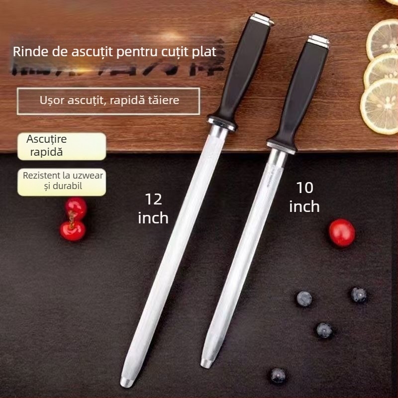 JM bară de ascuțit cuțite — instrument profesional pentru cuțite de bucătărie și carne, abraziv fin pe bază de diamant, oțel cu conținut ridicat de carbon