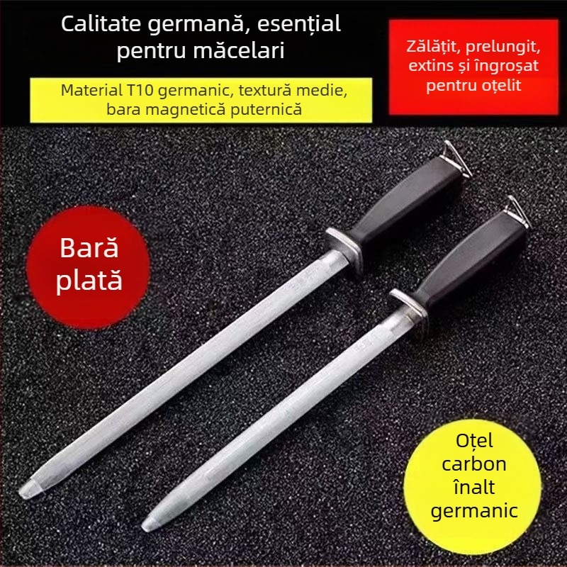 JM bară de ascuțit cuțite — instrument profesional pentru cuțite de bucătărie și carne, abraziv fin pe bază de diamant, oțel cu conținut ridicat de carbon