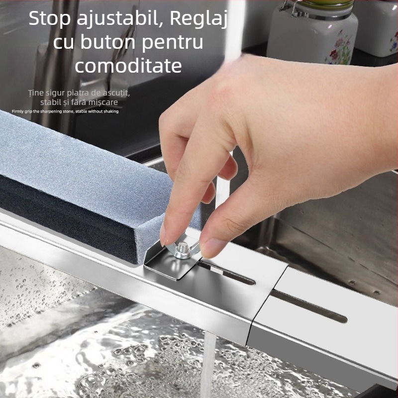 Raft pentru piatră de ascuțit pentru chiuvetă – oțel inoxidabil, anti-alunecare, montaj fără găuri, design minimalist modern, Cherry blossoms, cod mdj001