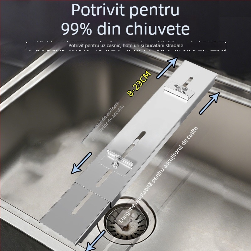 Raft pentru piatră de ascuțit pentru chiuvetă – oțel inoxidabil, anti-alunecare, montaj fără găuri, design minimalist modern, Cherry blossoms, cod mdj001