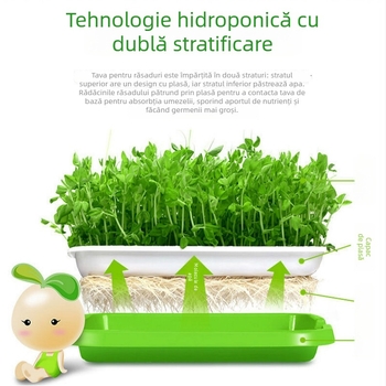 Ghiveci hidroponic pentru germinare fasole, material PP, debit ape reglabil, duză fixă