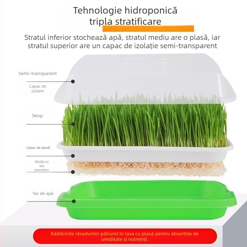 Ghiveci hidroponic pentru germinare fasole, material PP, debit ape reglabil, duză fixă