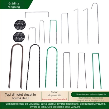 Cuie de sol în formă de U pentru grădină – oțel inoxidabil, Ningning Plastics, potrivite pentru grădină și amenajări peisagistice