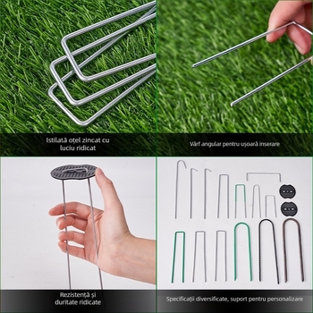 Cuie de sol în formă de U pentru grădină – oțel inoxidabil, Ningning Plastics, potrivite pentru grădină și amenajări peisagistice