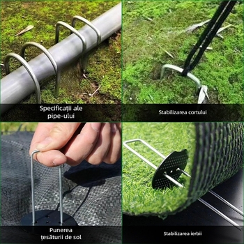 Cuie de sol în formă de U pentru grădină – oțel inoxidabil, Ningning Plastics, potrivite pentru grădină și amenajări peisagistice