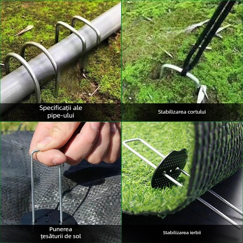 Cuie de sol în formă de U pentru grădină – oțel inoxidabil, Ningning Plastics, potrivite pentru grădină și amenajări peisagistice