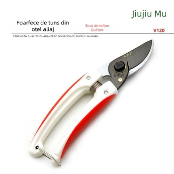Foarfece de grădină Jiujiu Wood – lamă acoperită cu teflon, pentru tăierea florilor și a ramurilor fructifere