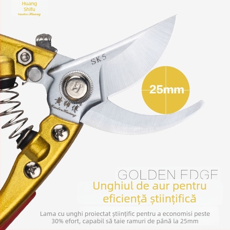 Foarfecă de tăiat fructe pentru pomi, design ergonomic ce economisește efortul, foarfecă de grădină Master Huang din oțel SK5