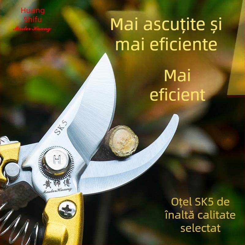 Foarfecă de tăiat fructe pentru pomi, design ergonomic ce economisește efortul, foarfecă de grădină Master Huang din oțel SK5