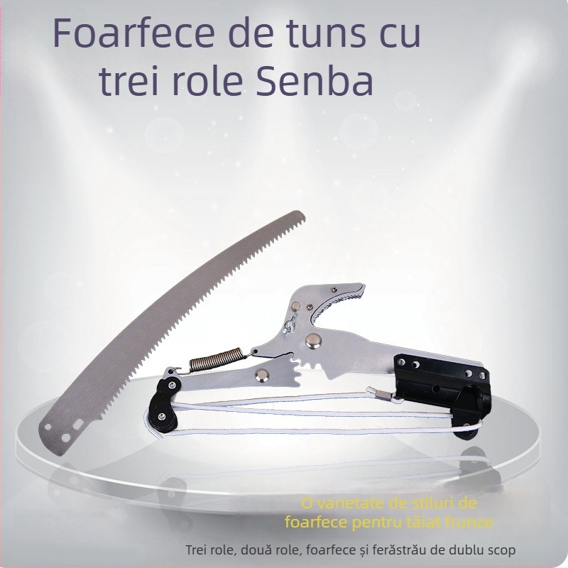 Senba 2-în-1 foarfecă pentru crengi înalte, cu design cu trei role, lamă de 65 mm, greutate 810 g