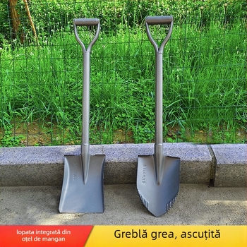 Litian Lopată militară pentru exterior – structură din oțel manganic, lamă și mâner din mangan, construcție integral din oțel, montaj pe vehicul, pentru săpat în grădină și canale