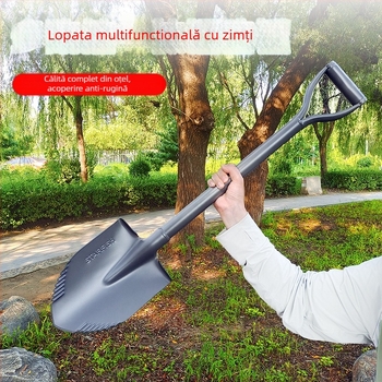 Litian Lopată militară pentru exterior – structură din oțel manganic, lamă și mâner din mangan, construcție integral din oțel, montaj pe vehicul, pentru săpat în grădină și canale