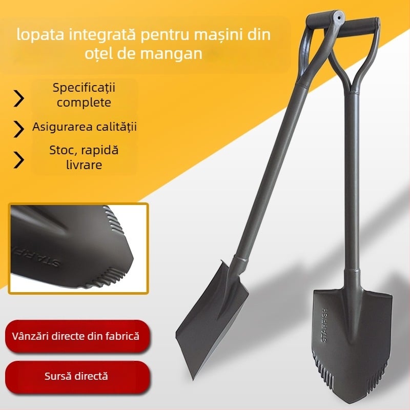 Litian Lopată militară pentru exterior – structură din oțel manganic, lamă și mâner din mangan, construcție integral din oțel, montaj pe vehicul, pentru săpat în grădină și canale