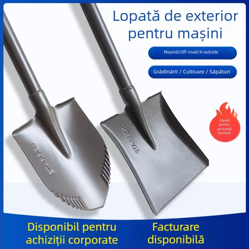Litian Lopată militară pentru exterior – structură din oțel manganic, lamă și mâner din mangan, construcție integral din oțel, montaj pe vehicul, pentru săpat în grădină și canale
