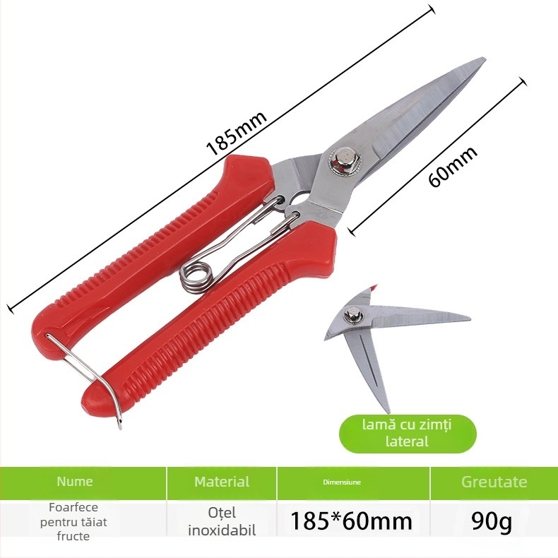 Foarfece pentru culegerea strugurilor – Bai Jing, mâner din plastic, foarfecă de grădină multifuncțională