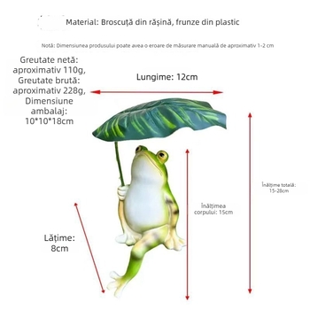 Decoratiune broscuță în formă de frunză, din rășină sintetică, stil desen animat, pentru mini peisaje de interior, balcon sau grădină
