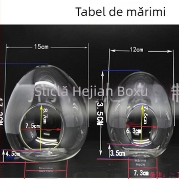 Mini sticlă în formă de ou pentru mușchi - sticlă borosilikat înaltă, turnare manuală, personalizabilă, suprafață lustruită