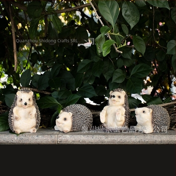 Arici decorativ din rășină sintetică pentru grădină, stil desen animat, peisaj mic cu mușchi, sculptură din rășină, Shidong