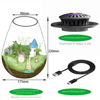 Fanong Kit Lumină pentru plante cu sticlă borosilicată în formă de picătură pentru micro peisaj ecologic