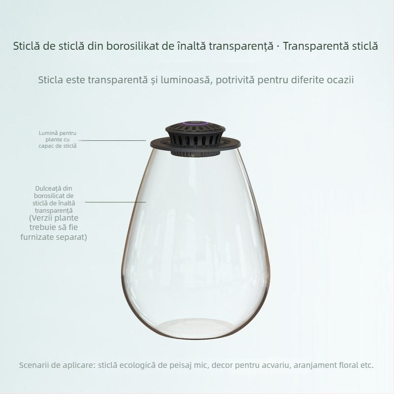 Fanong Kit Lumină pentru plante cu sticlă borosilicată în formă de picătură pentru micro peisaj ecologic