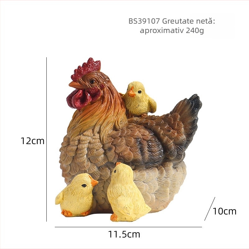 Figurină de grădină cu cocoș și găină, din rășină sintetică, decor pentru curte