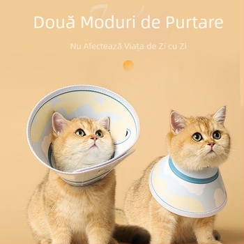 Colier Elizabethan pentru pisici - PU moale, anti-licking, pentru pisici Britanice cu blană scurtă și altele