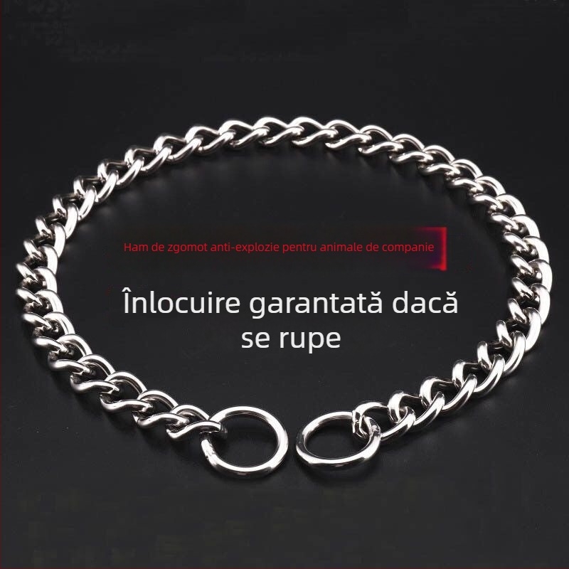 Guler metalic pentru câini cu lanț P, anti-mușcare, rezistent la explozie, pentru Malinois, German Shepherd și Labrador