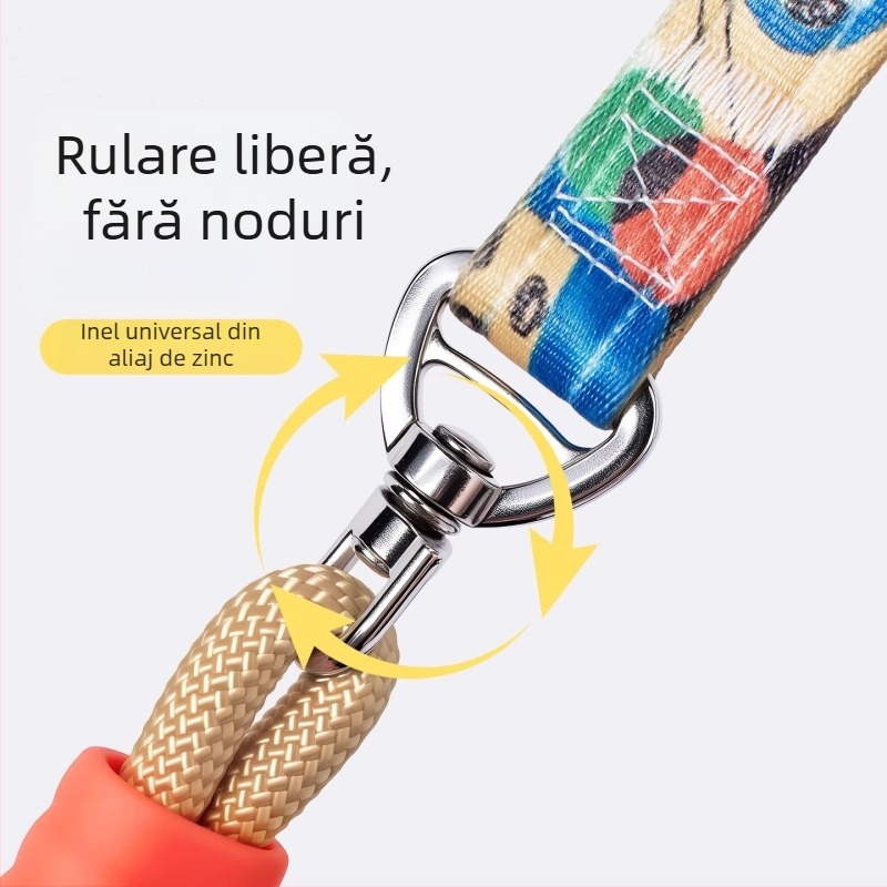 Lesă pentru câine anti-ruptură, cu cataramă dublă, mâner moale, frânghie reflectorizantă din nailon, din poliester, potrivită pentru câini mici, mijlocii și mari