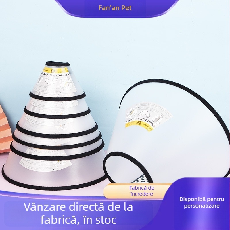Fan'an Colier protector pentru baie și îngrijire pisici, plastic, model solid, potrivire universală