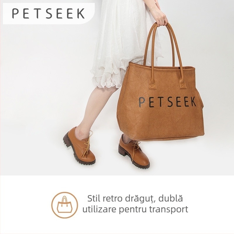 Geantă din piele pentru pisici și câini mici — geantă crossbody portabilă, respirabilă