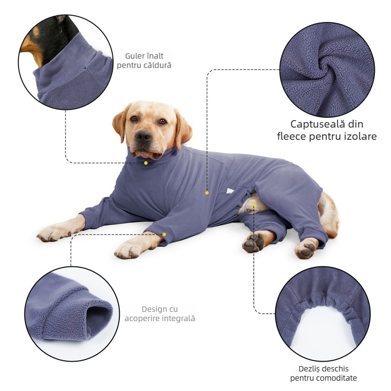 Palton de iarnă pentru câini din fleece — Voyagerpet, stil casual, croială universală, îmbrăcăminte pentru animale de companie