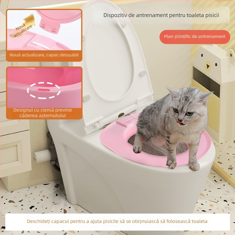 Dispozitiv de antrenament pentru toaletă de pisici, design semiînchis, controlul mirosurilor și prevenirea stropirilor, toaletă automată pentru pisici 2.0