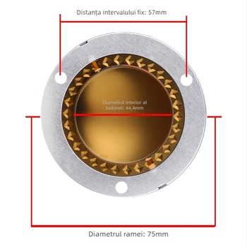 Difuzor driver cu cadru rotund și membrană — 44 nuclee, bobină de înaltă frecvență 44.4, putere mare, pentru echipamente audio mari