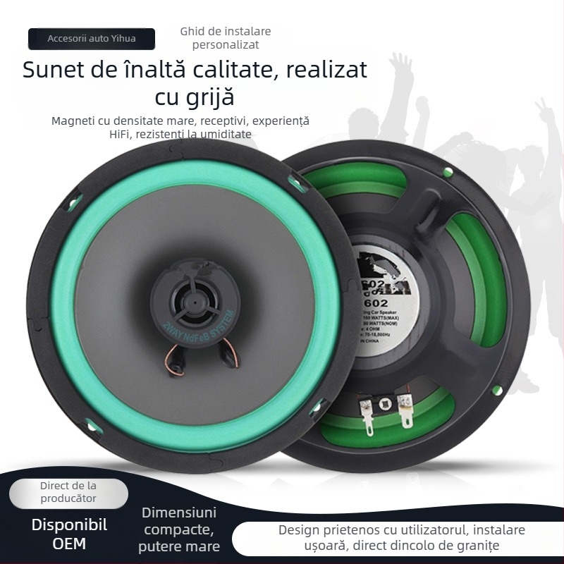 Difuzor auto coaxial 602, 12V, 4 Ω, 300 W, răspuns în frecvență 25–65 Hz