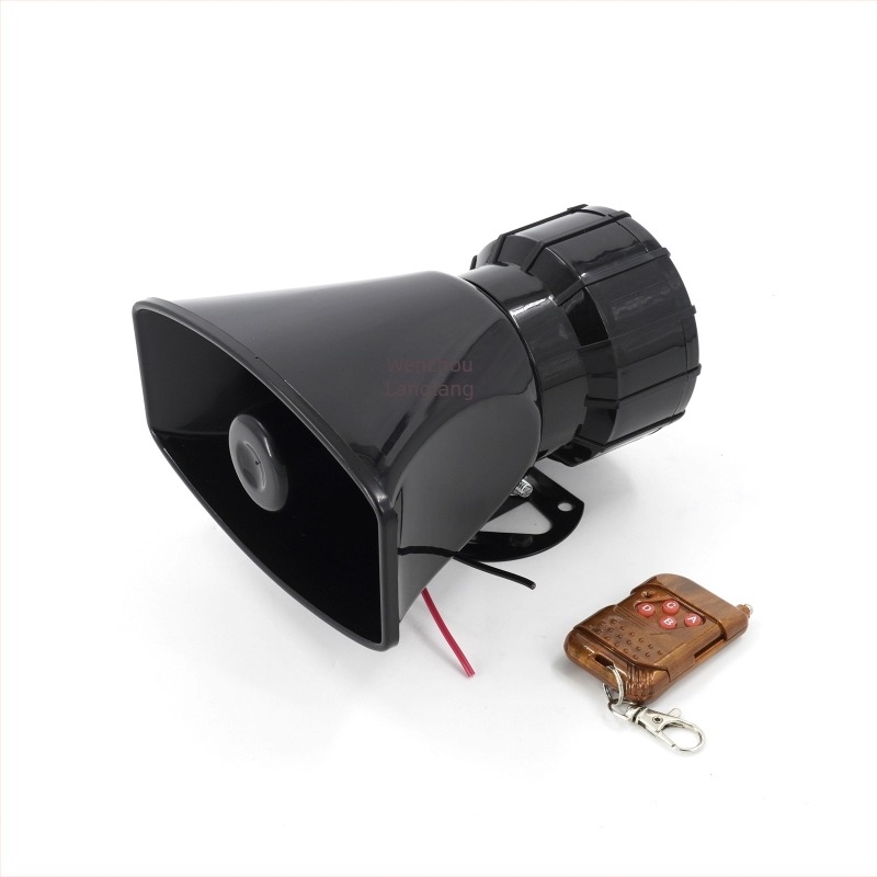 Corn de alarmă fără fir cu patru tonuri, 12V, pentru mașini și motociclete, model KX-5008, 100W, 4Ω, 120–150 dB, telecomandă