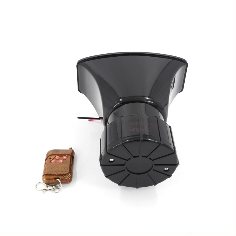 Corn de alarmă fără fir cu patru tonuri, 12V, pentru mașini și motociclete, model KX-5008, 100W, 4Ω, 120–150 dB, telecomandă