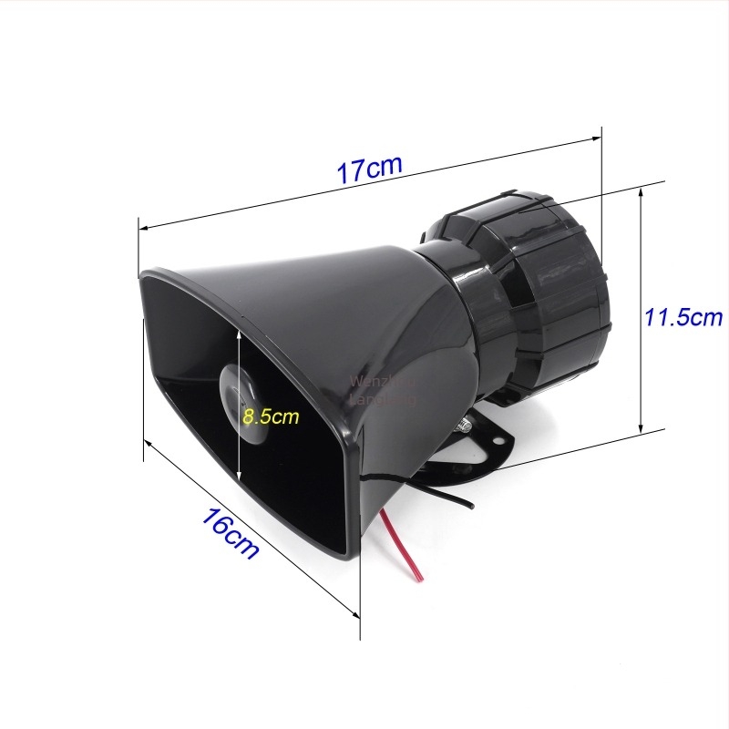 Corn de alarmă fără fir cu patru tonuri, 12V, pentru mașini și motociclete, model KX-5008, 100W, 4Ω, 120–150 dB, telecomandă