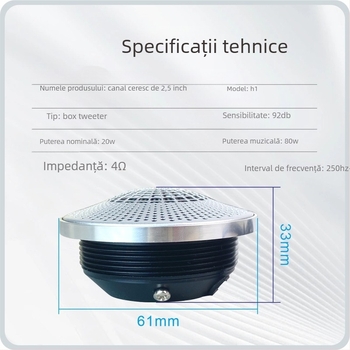 Difuzor auto universal pentru frecvențe înalte și medii – Sky Sound Channel, 20W, 4 Ω, bobină de 25 mm