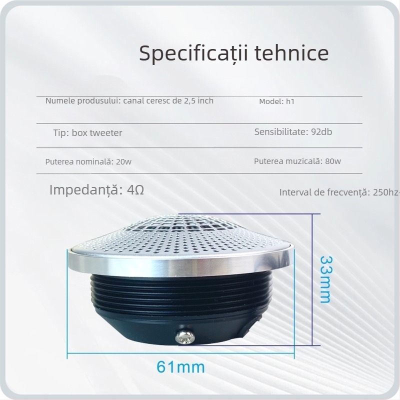 Difuzor auto universal pentru frecvențe înalte și medii – Sky Sound Channel, 20W, 4 Ω, bobină de 25 mm