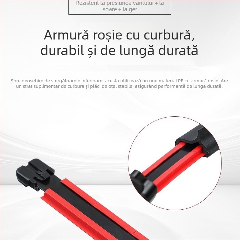 Ștergătoare de parbriz fără ramă pentru mașină — model fără ramă; unghi de ștergere 180°; motor 12–24 V; cauciuc natural
