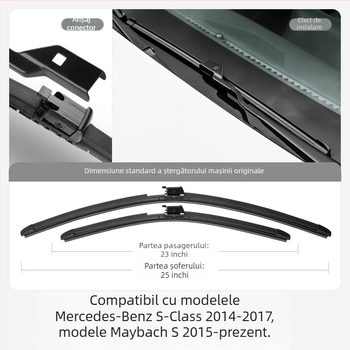 Ștergător fără ramă pentru Mercedes-Benz S-Class, compatibil cu S320L, S400L și S450L; Bach S480 water spray